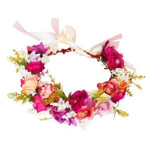 Rose Flower Crown Flower Garland Headband Hair Wreath Floral Headpiece Halo Boho
